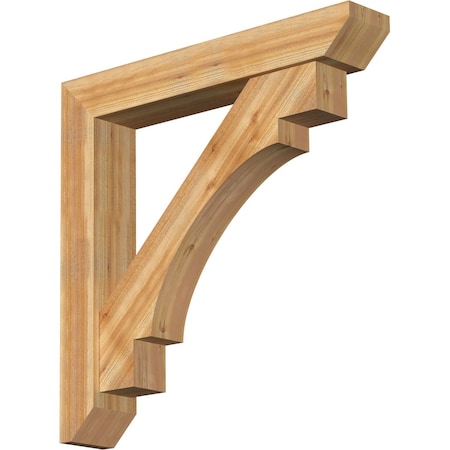 Merced Slat Rough Sawn Bracket W/ Offset Brace, Western Red Cedar, 8W X 48D X 48H